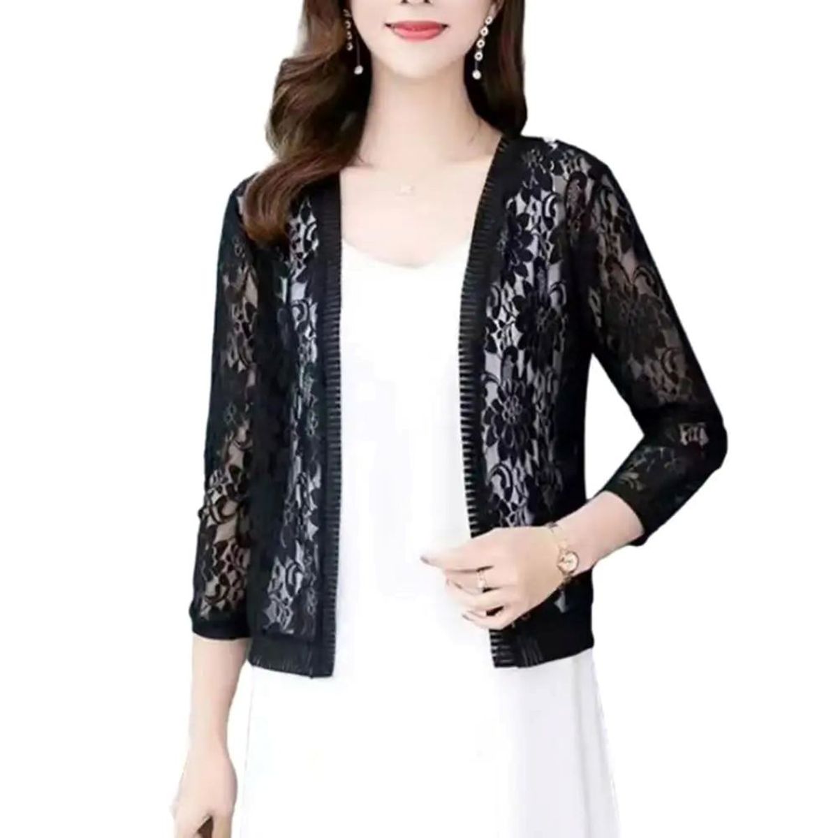 KAST PE - Cardigan con encaje floral corto mujer modelo Zala - Talla ML