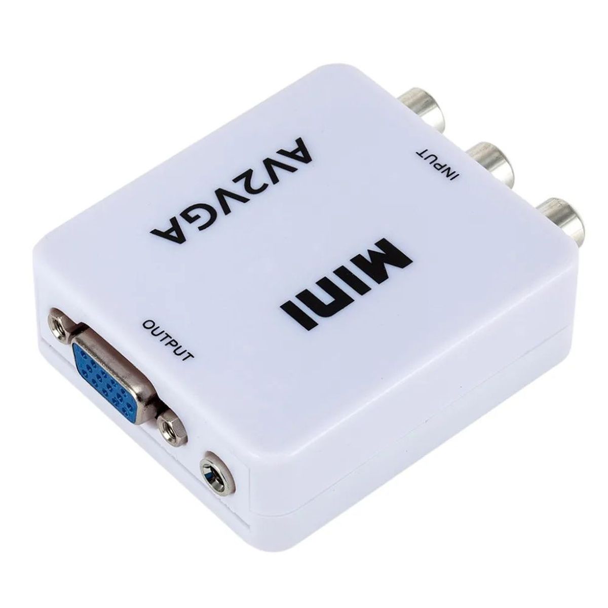 GENERICO - Convertidor Adaptador Av RCA a VGA  AV2VGA 1080p BLANCO salida 3.5mm