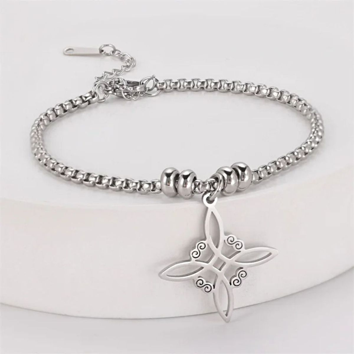 GENERICO - Pulsera  Nudo de Bruja  Acero Inoxidable