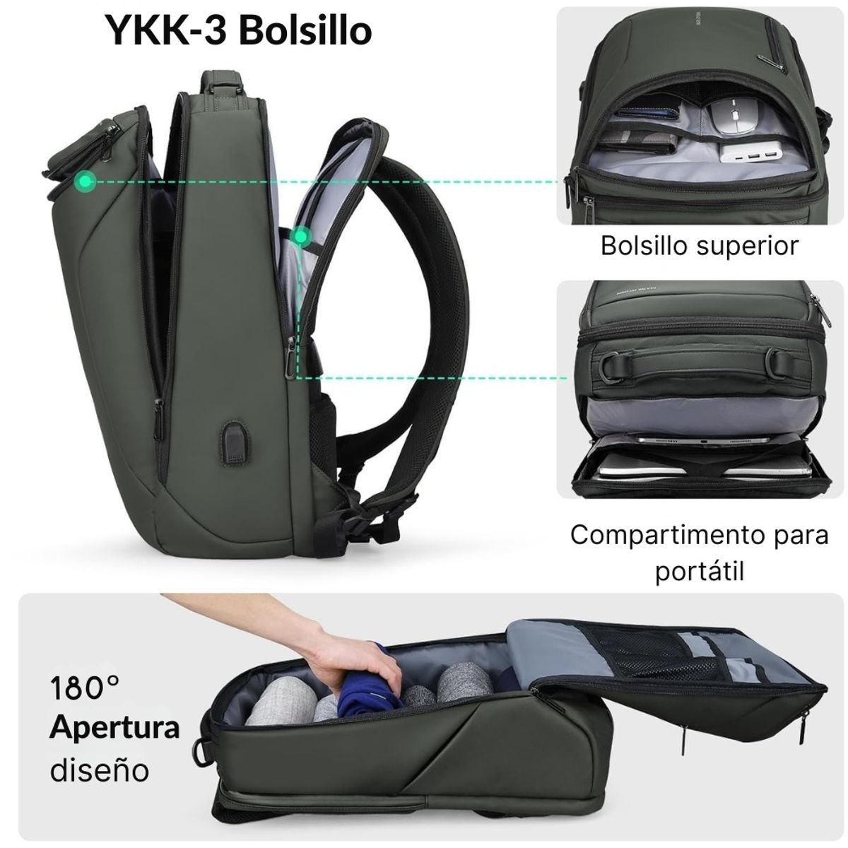 MARK RYDEN - Mochila de Negocios Mark Ryden Modelo 9031YSJ Verde Olivo