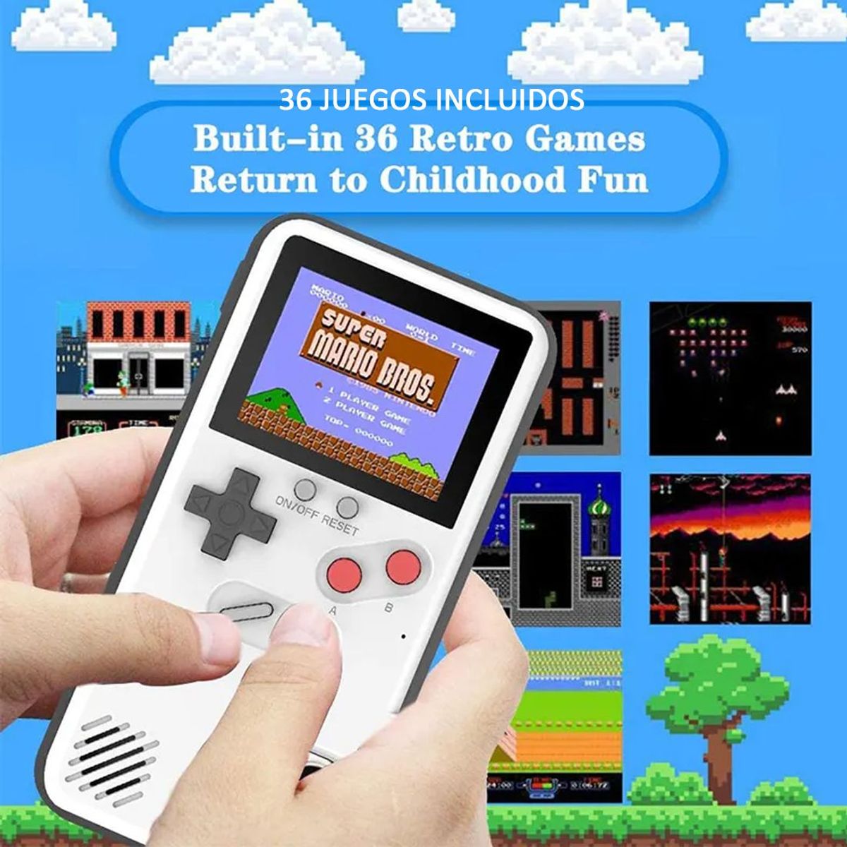 GENERICO - Case Carcasa con 36 Juegos Retro para Iphone 12 o 12 PRO Blanco