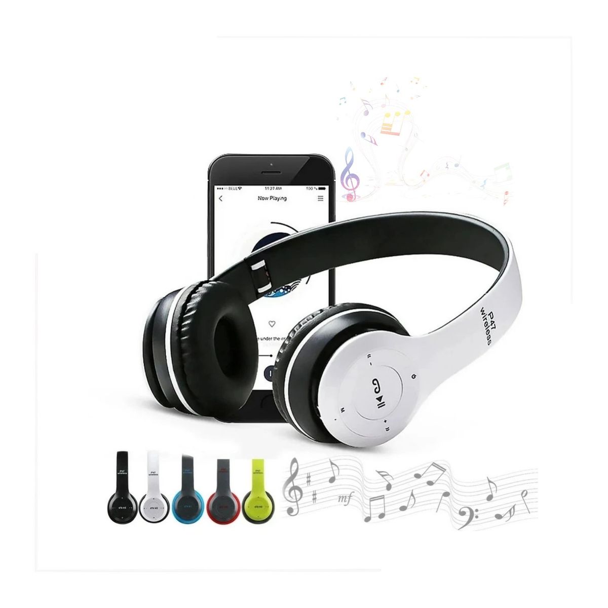 ROHS - Auriculares Inalámbrico P47 con Bluetooth Blanco