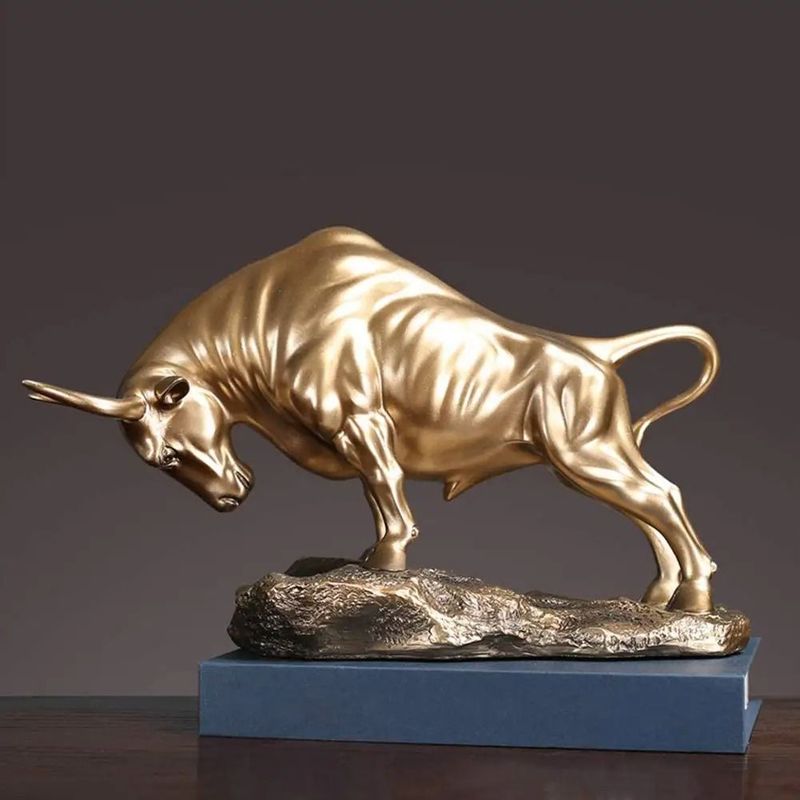 GENERICO - Escultura adorno de toro dorado