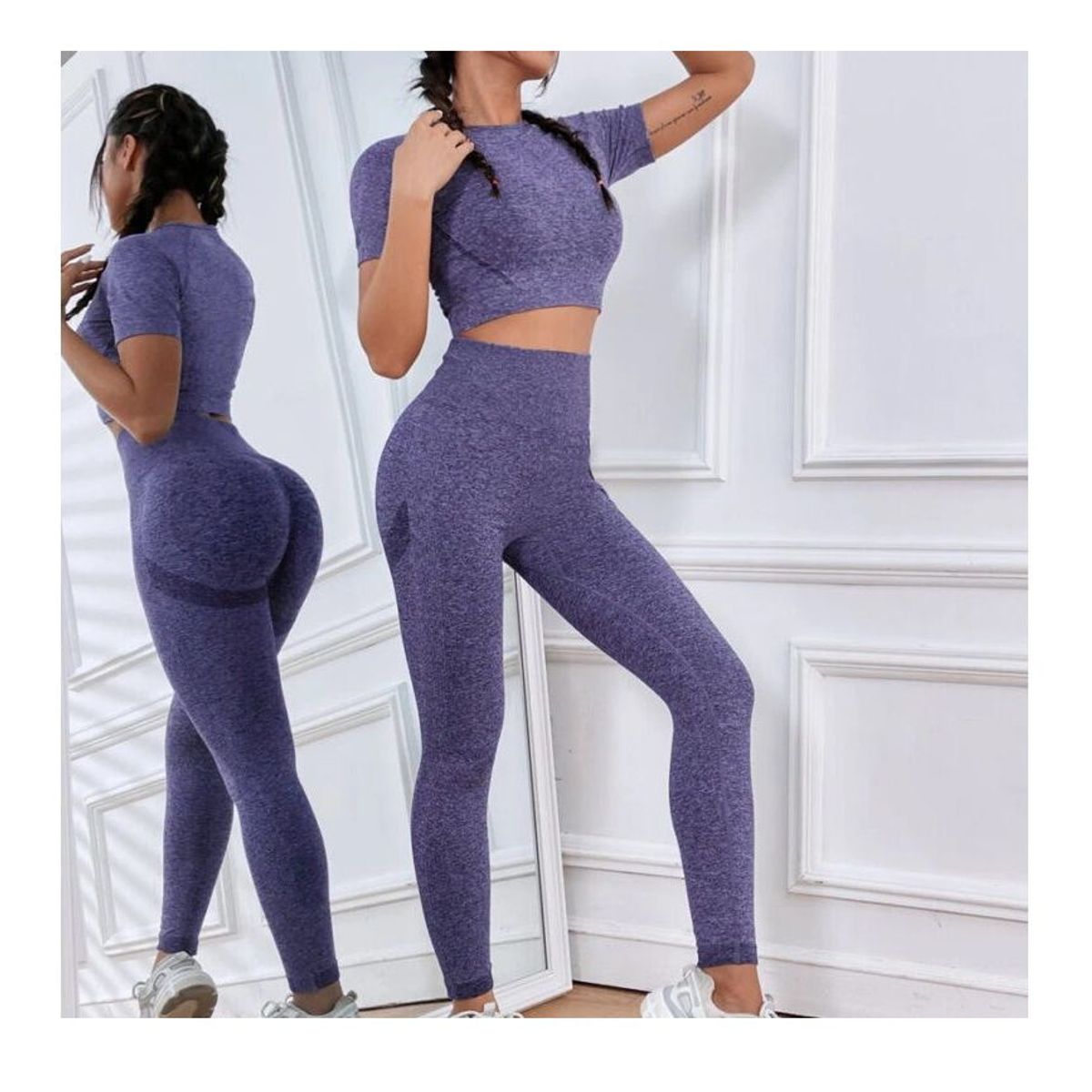 OEM - Set Leggins Top Manga Corta Efecto PUSH UP Dama Tipo Shein