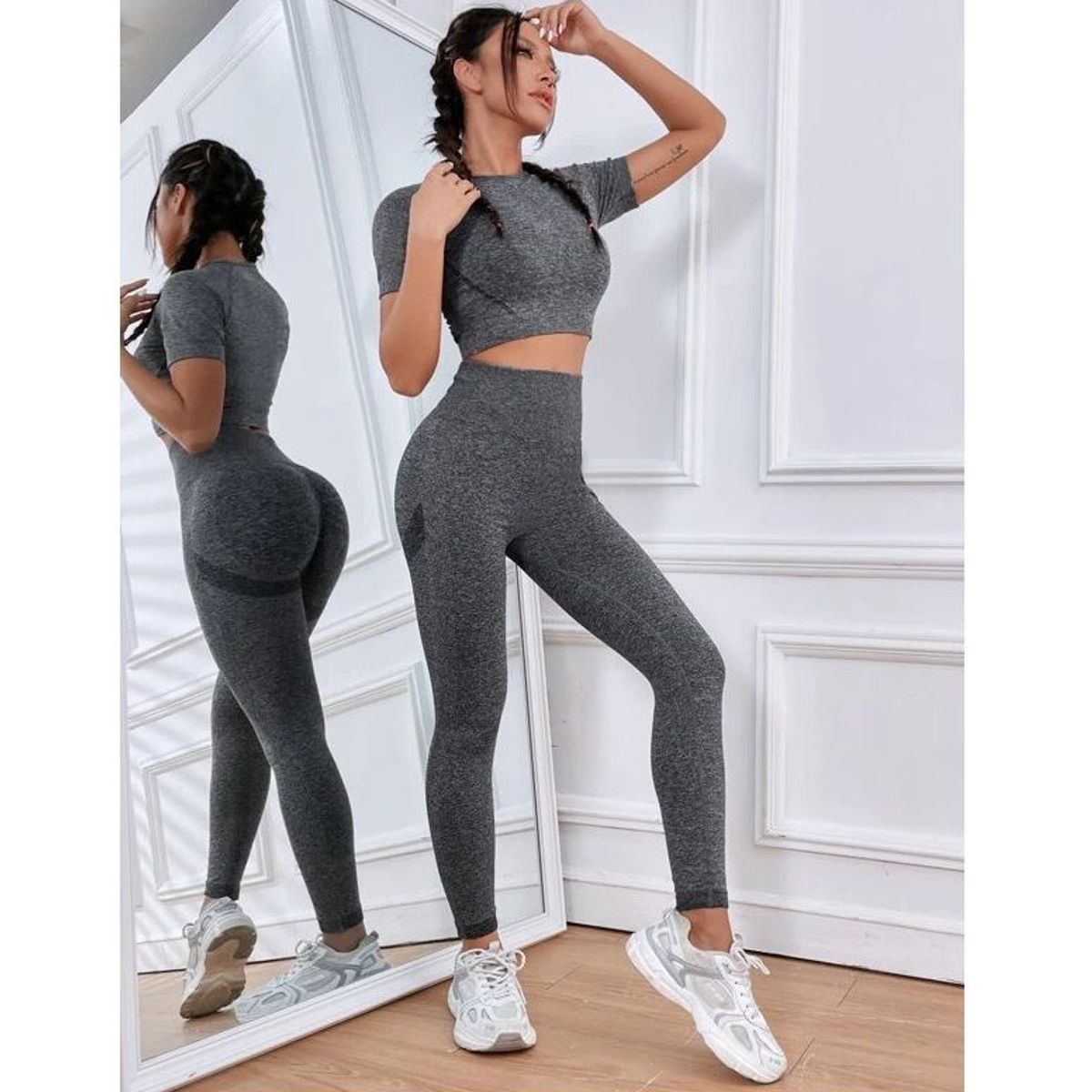 OEM - Set Leggins Top Manga Corta Efecto PUSH UP Dama Tipo Shein