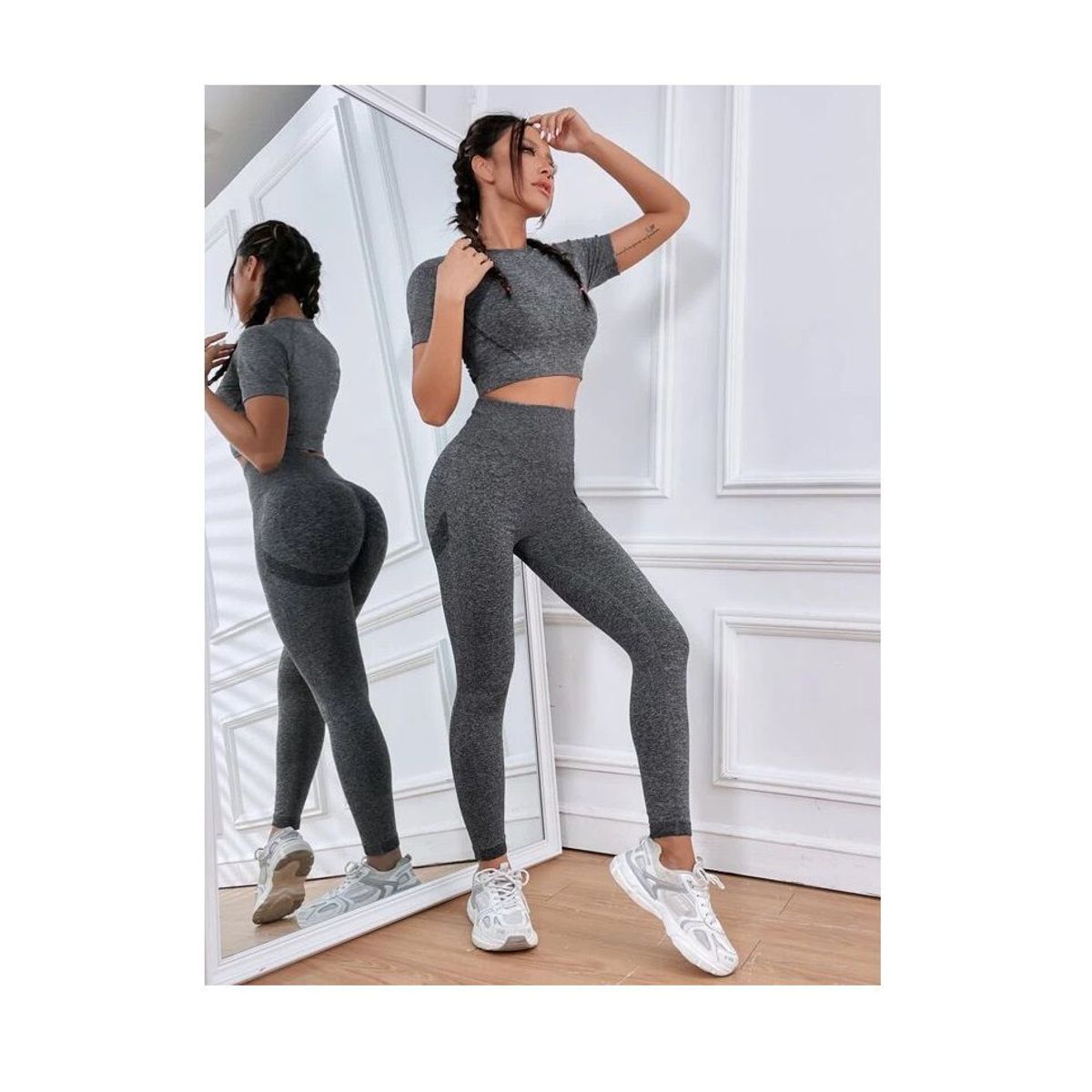 OEM - Set Leggins Top Manga Corta Efecto PUSH UP Dama Tipo Shein