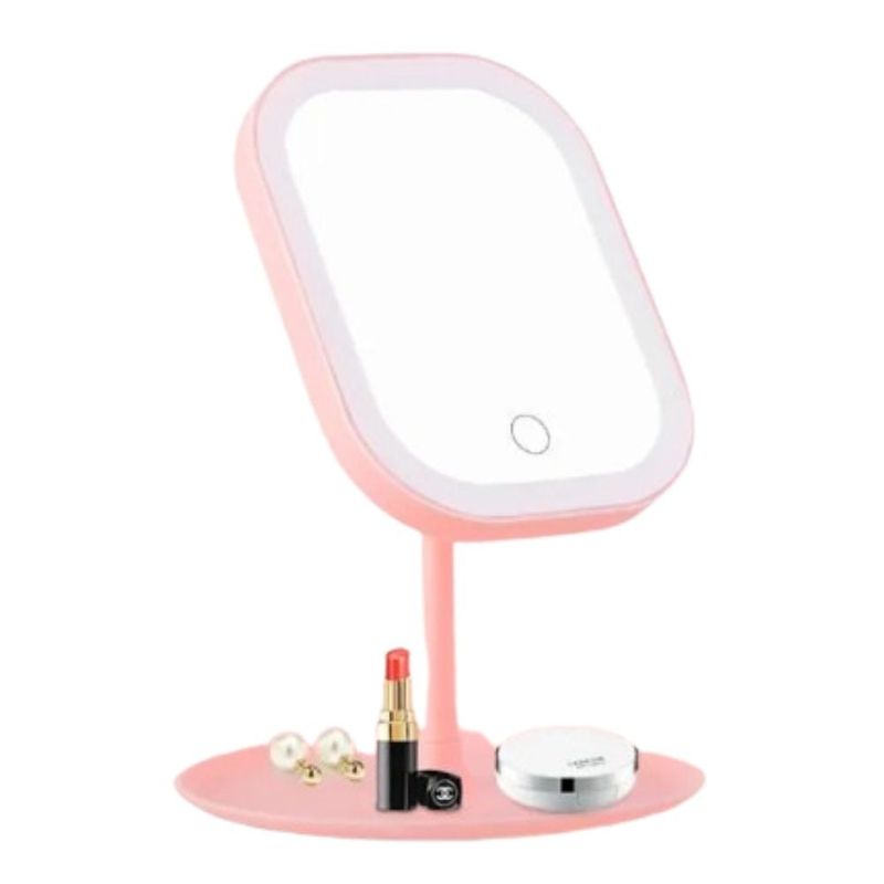 GENERICO - Espejo de Tocador con Luz Led - Color Rosado