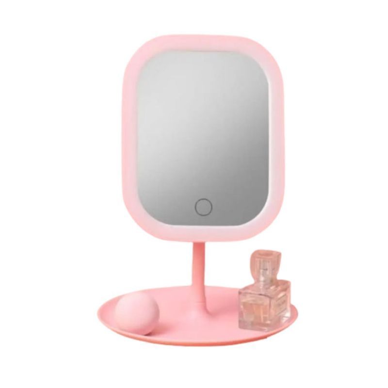 GENERICO - Espejo de Maquillaje con Luz Led de 3 Tonalidades - Color Rosado
