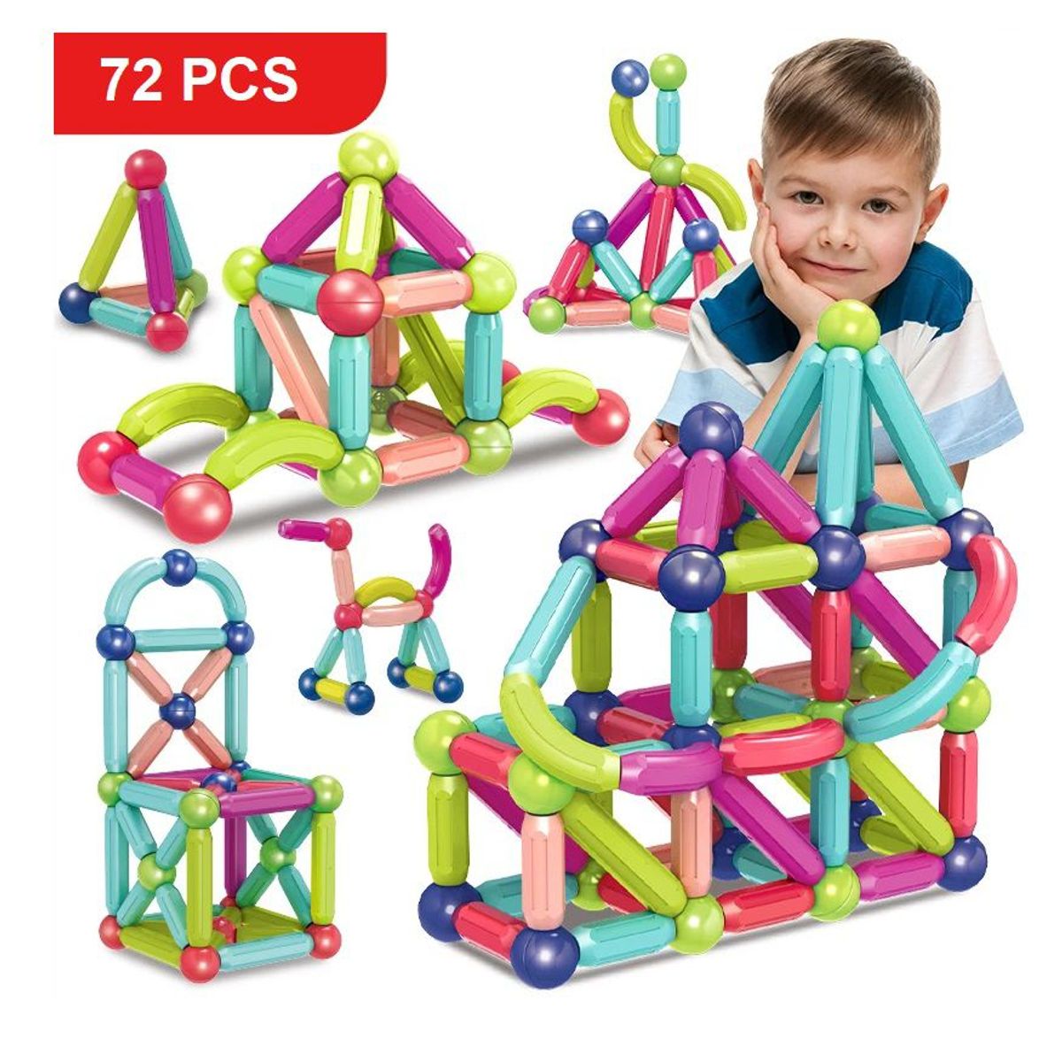GENERICO - Bloques magnéticos x 72 Pcs - Barras