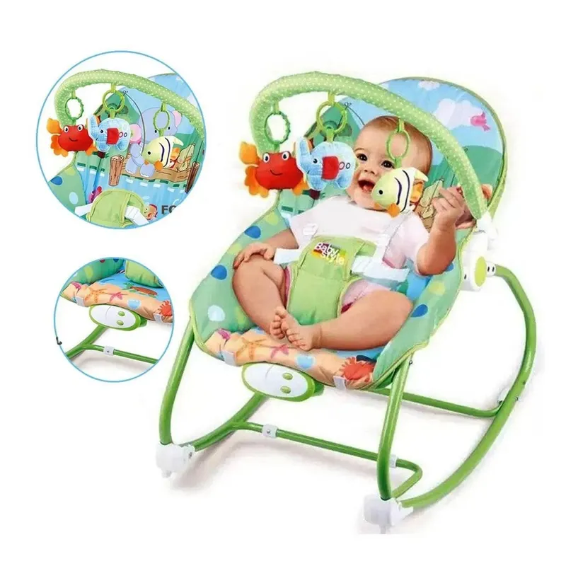 IDEAL - SILLA MECEDORA MUSICAL CON VIBRADOR ELEFANTE VERDE