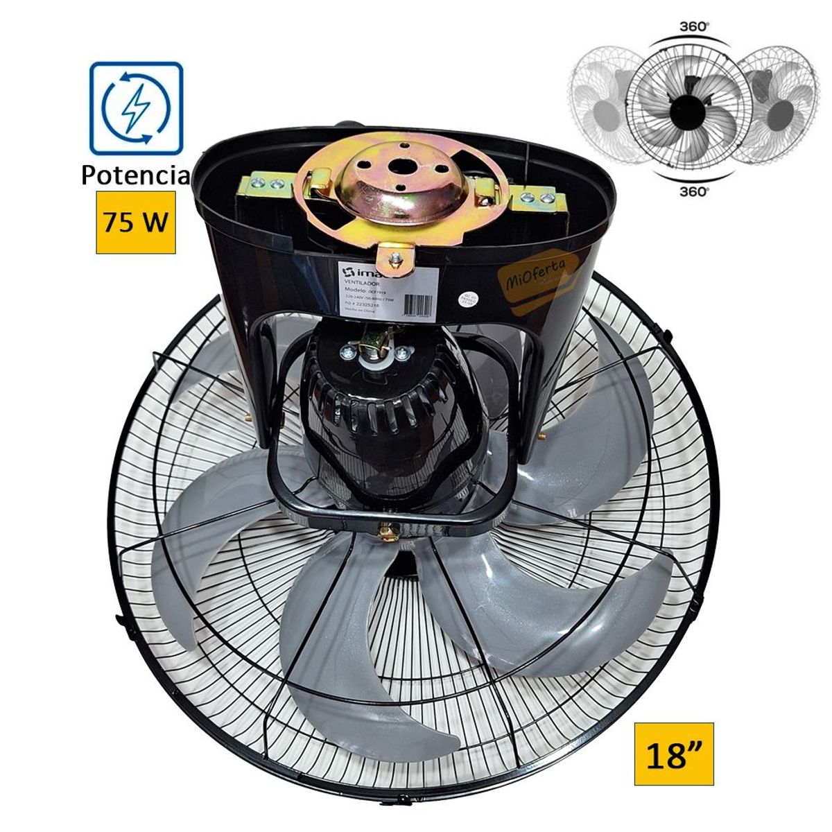 IMACO - Ventilador Orbital de techo OCF7919 + Plancha a Vapor Negro