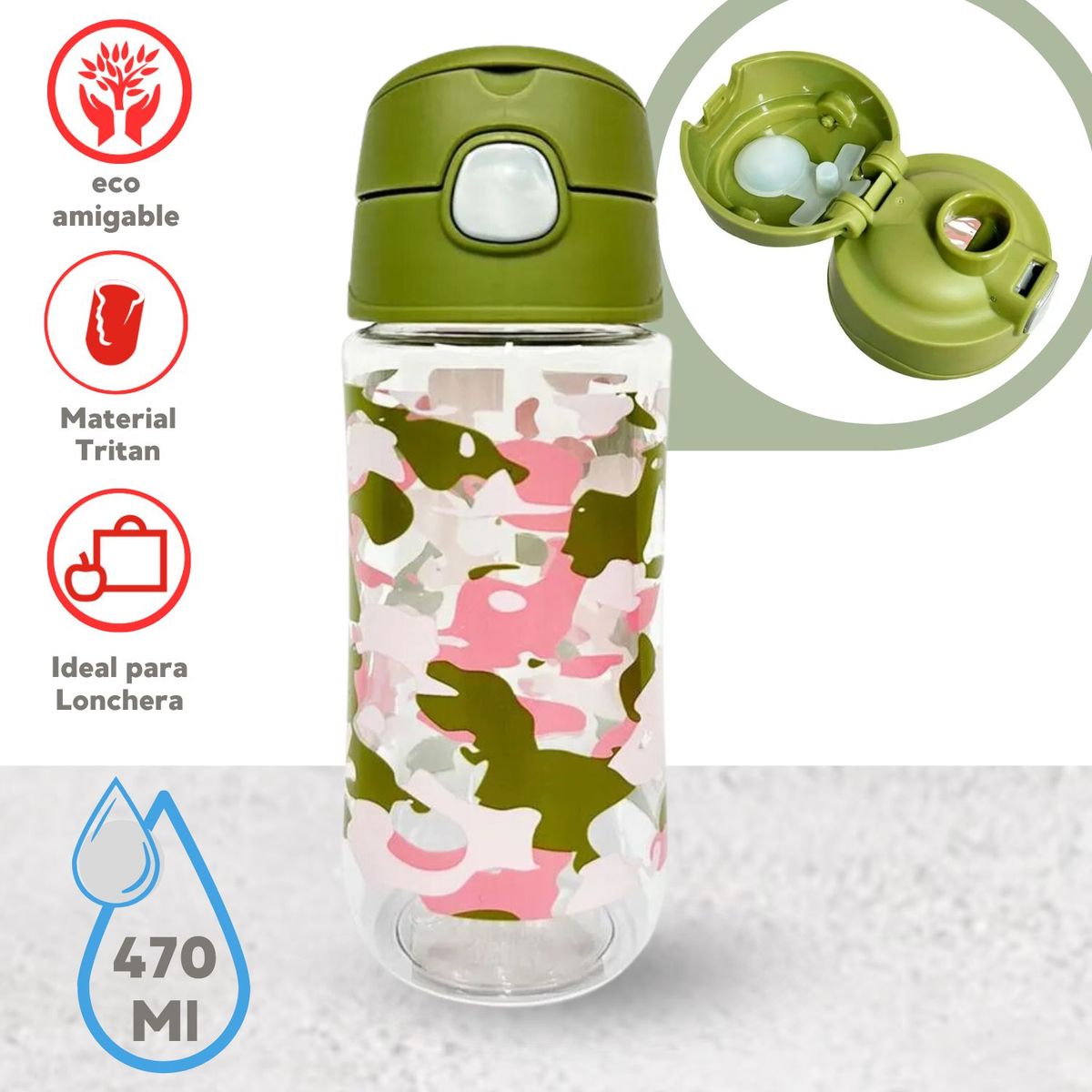 THERMOS - Botella hidratante para niños Camo 470ml