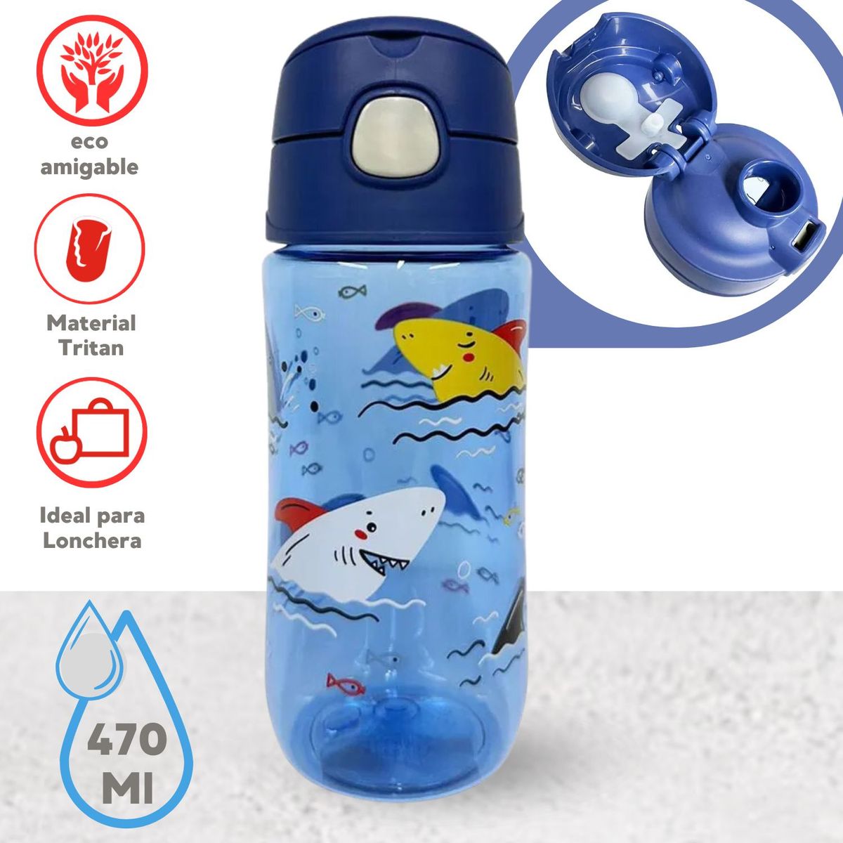 THERMOS - Botella hidratante para niños Tiburón  470ml