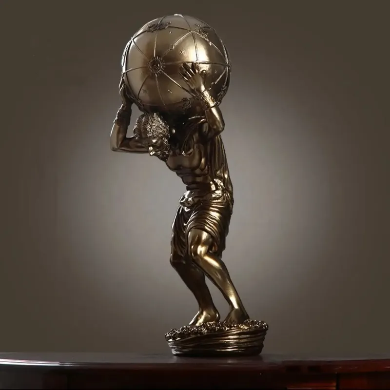 GENERICO - Imponente estatuilla adorno de Atlas Dorado