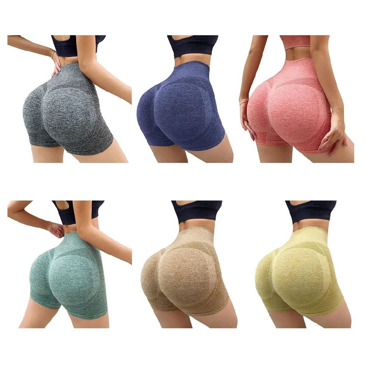 GENERICO - Short Malla para Entrenamiento  con Cintura Alta y Push Up para Gimnasio Multicolor