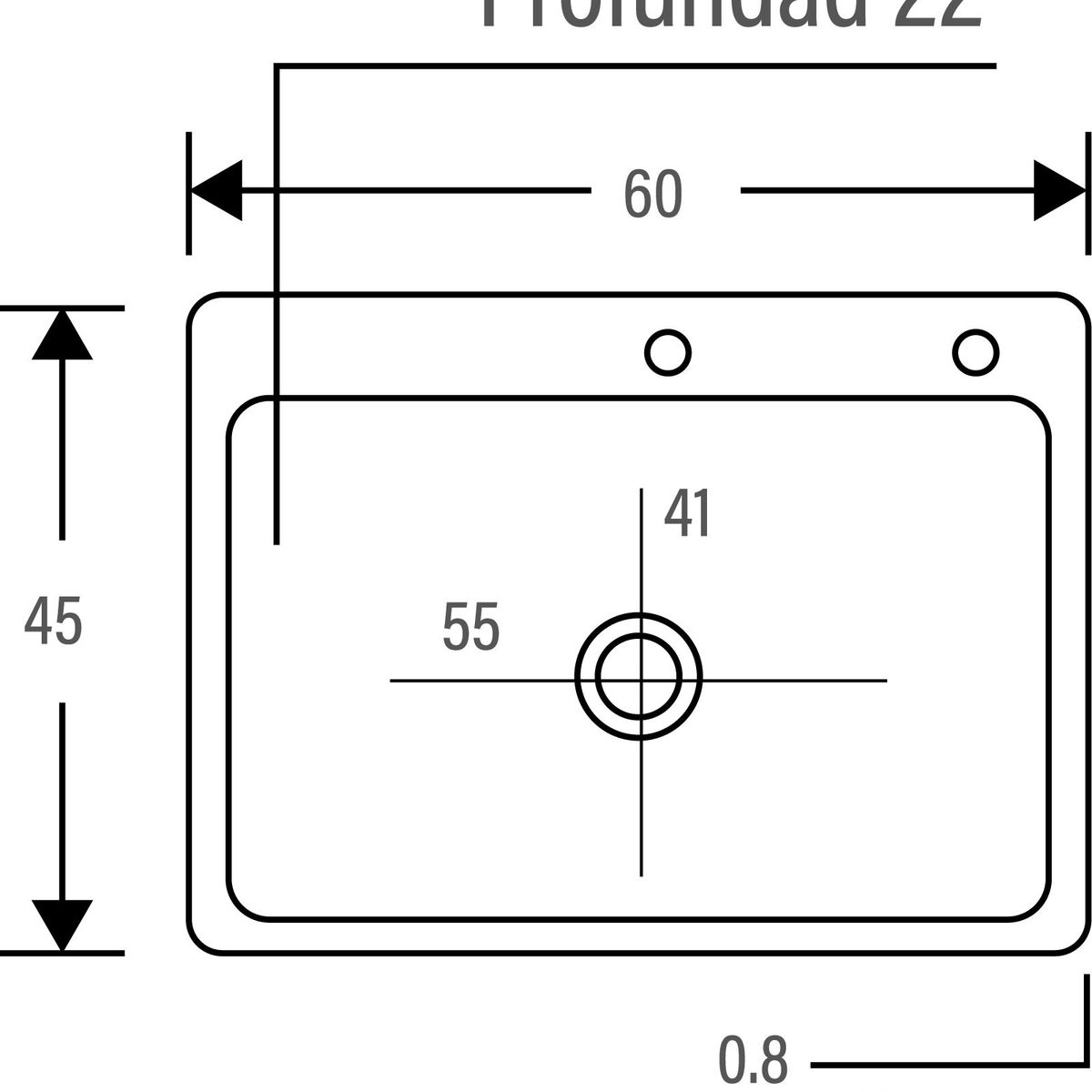 GENERICO - LAVADERO DE ACERO 1 POZA   60 X 45 BLACK R-INOX