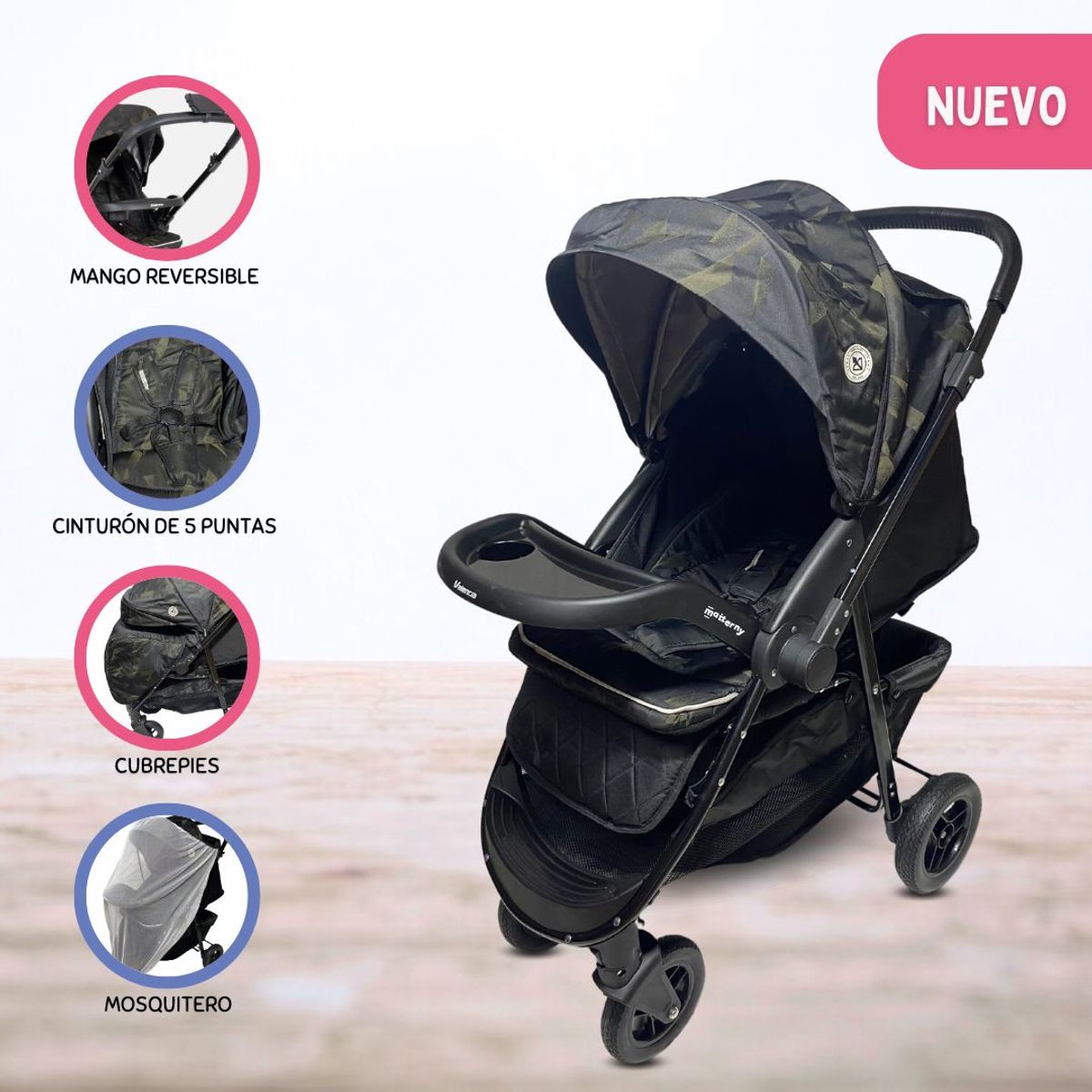 BABY HAPPY - Coche Cuna de Lujo «NEW VALENCIA» Graffiti Black