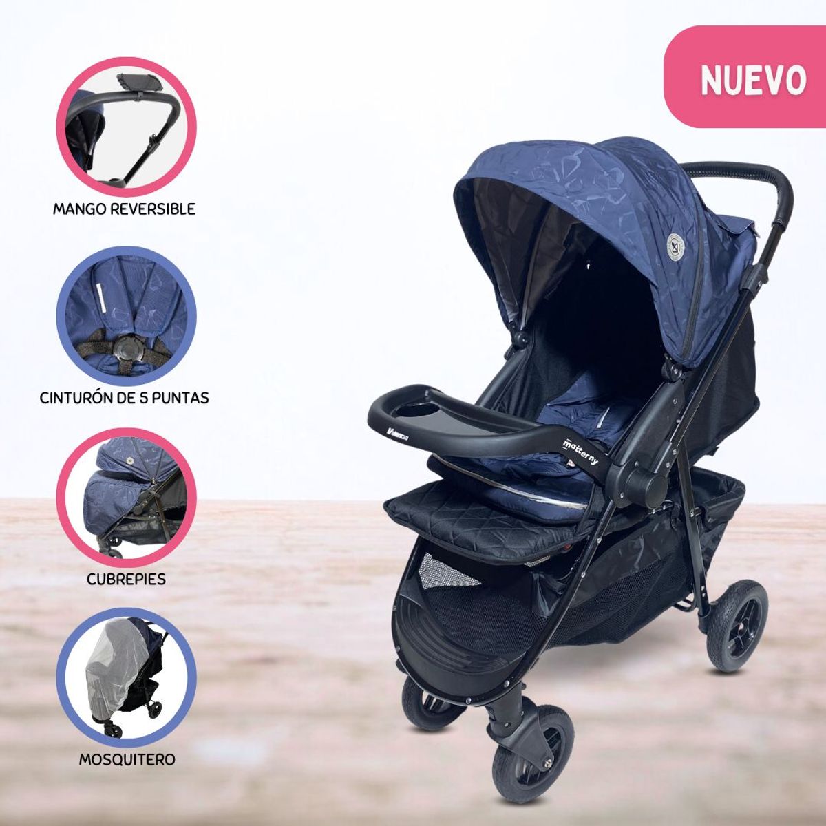BABY HAPPY - Coche Cuna de Lujo «NEW VALENCIA» Graffiti Blue