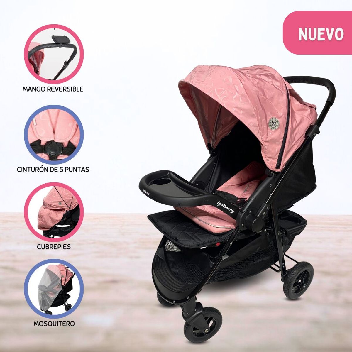 BABY HAPPY - Coche Cuna de Lujo «NEW VALENCIA» Graffiti Pink