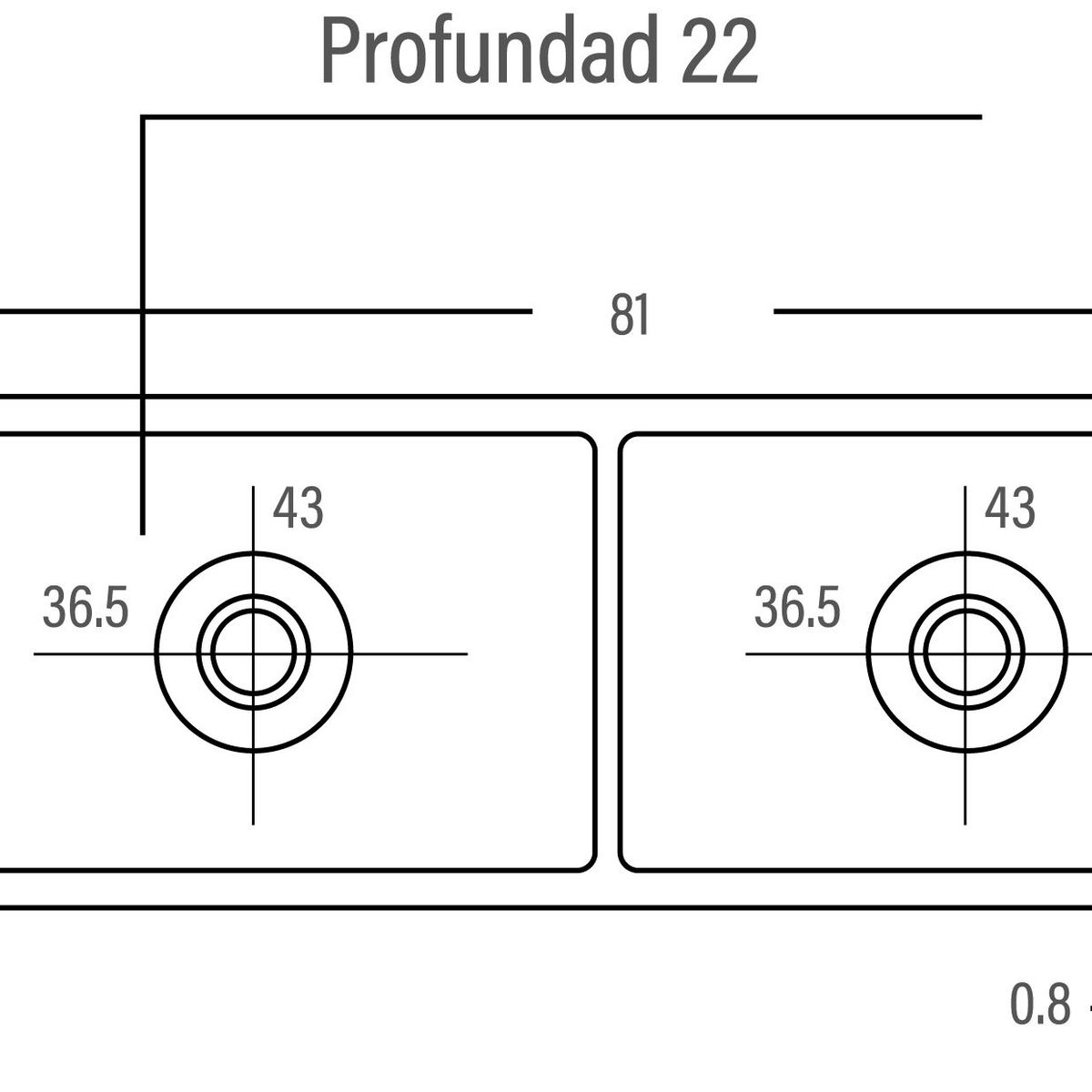 GENERICO - LAVADERO DE ACERO 2 POZA 81 X 48 RECTANGULAR R-INOX