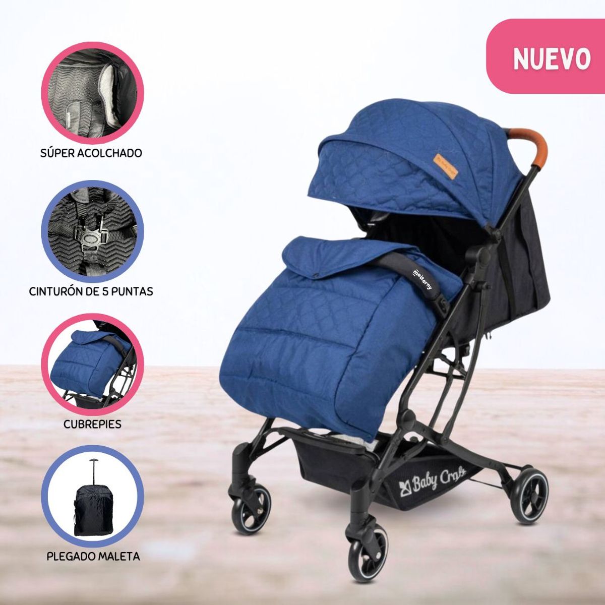 GENERICO - Coche Cuna Maleta «CLICK II» Blue