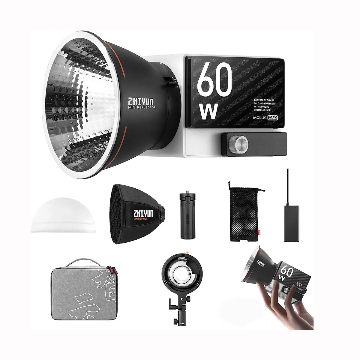ZHIYUN - Zhiyun Molus G60 COMBO Luz de video COB de 60W Montaje Bowens