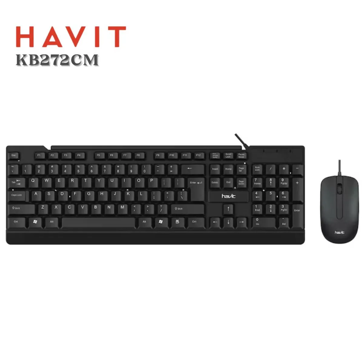 HAVIT - Havit KB272CM Kit Teclado y Mouse Cómodos Alámbricos con Conector USB