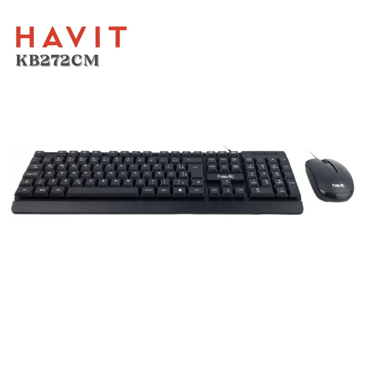 HAVIT - Havit KB272CM Kit Teclado y Mouse Cómodos Alámbricos con Conector USB