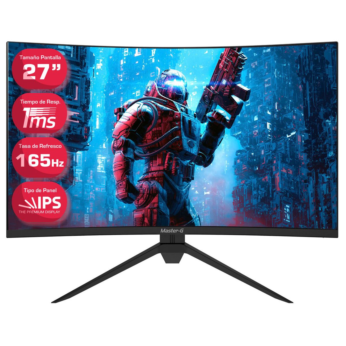 MASTER G - Monitor Gamer Curvo Led 27 IPS Full Hd 165hz 1ms