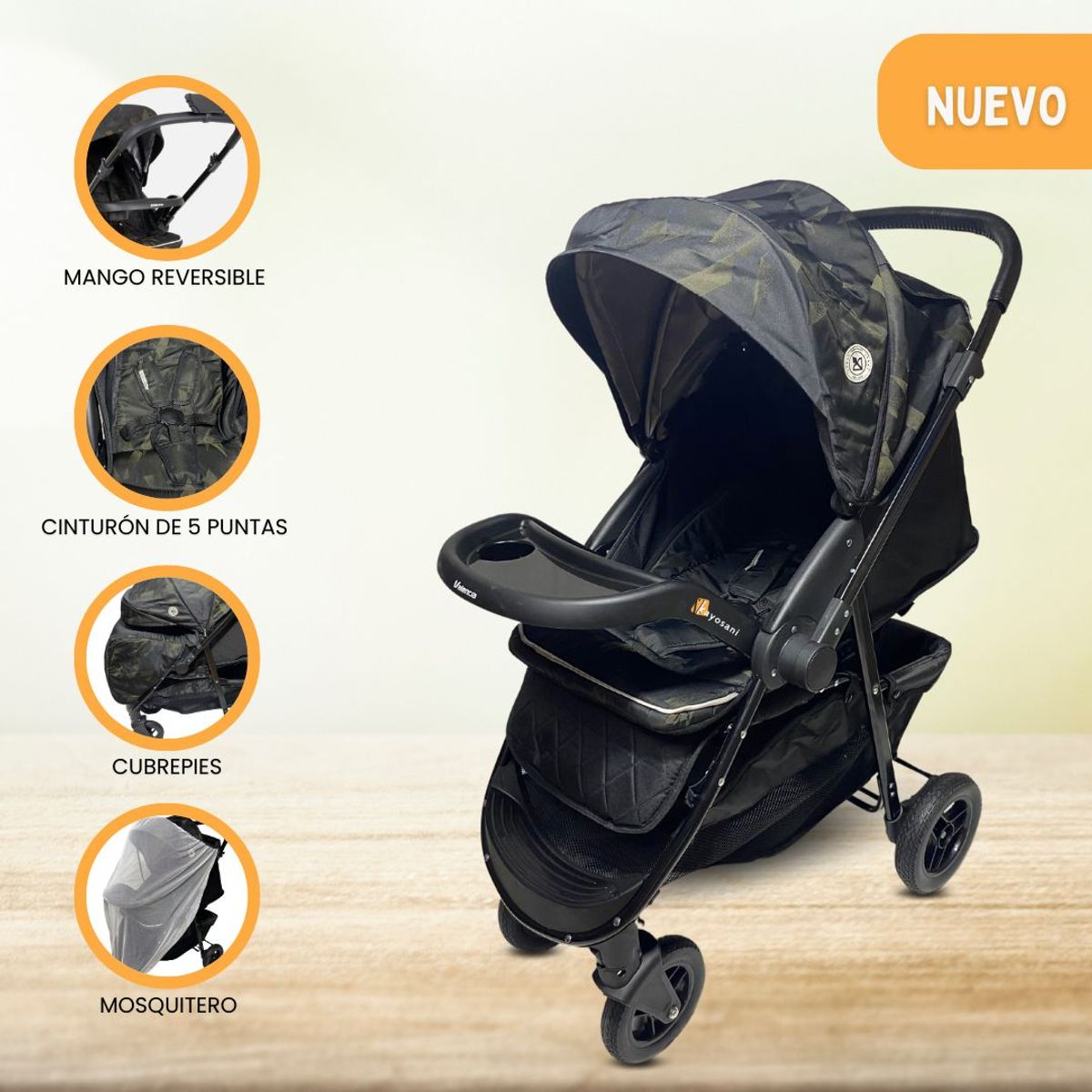 BABY HAPPY - Coche Cuna de Lujo «NEW VALENCIA» Graffiti Black
