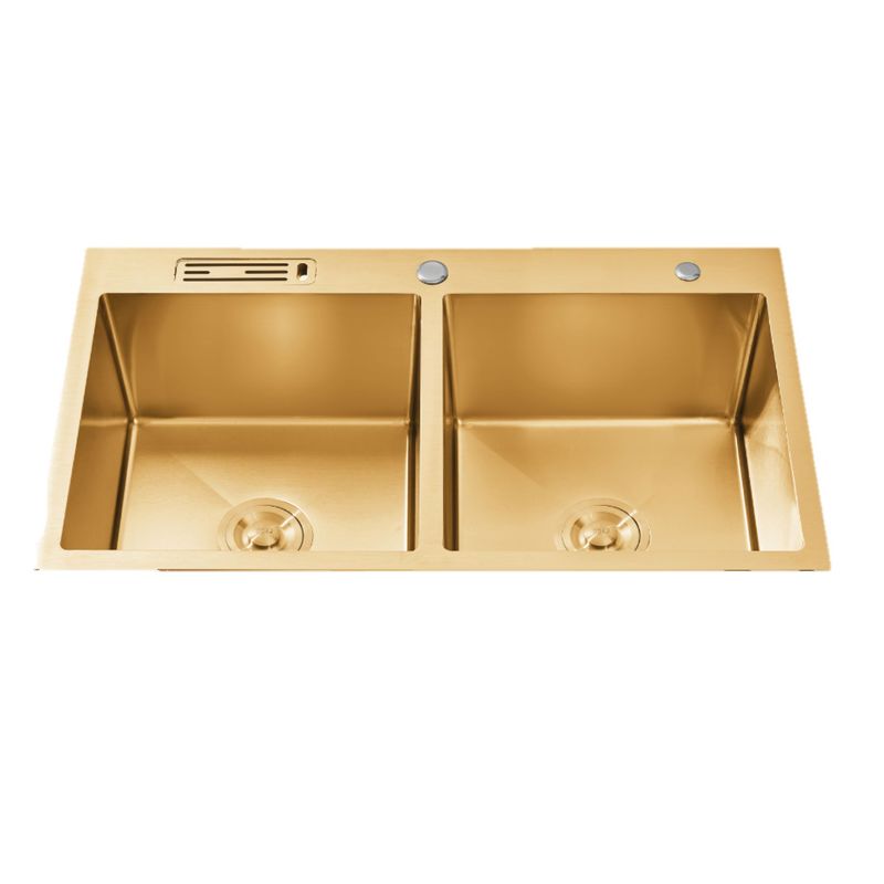 GENERICO - LAVADERO DE ACERO 2 POZA  82 X 45  RECTANGULAR GOLDEN  R-INOX