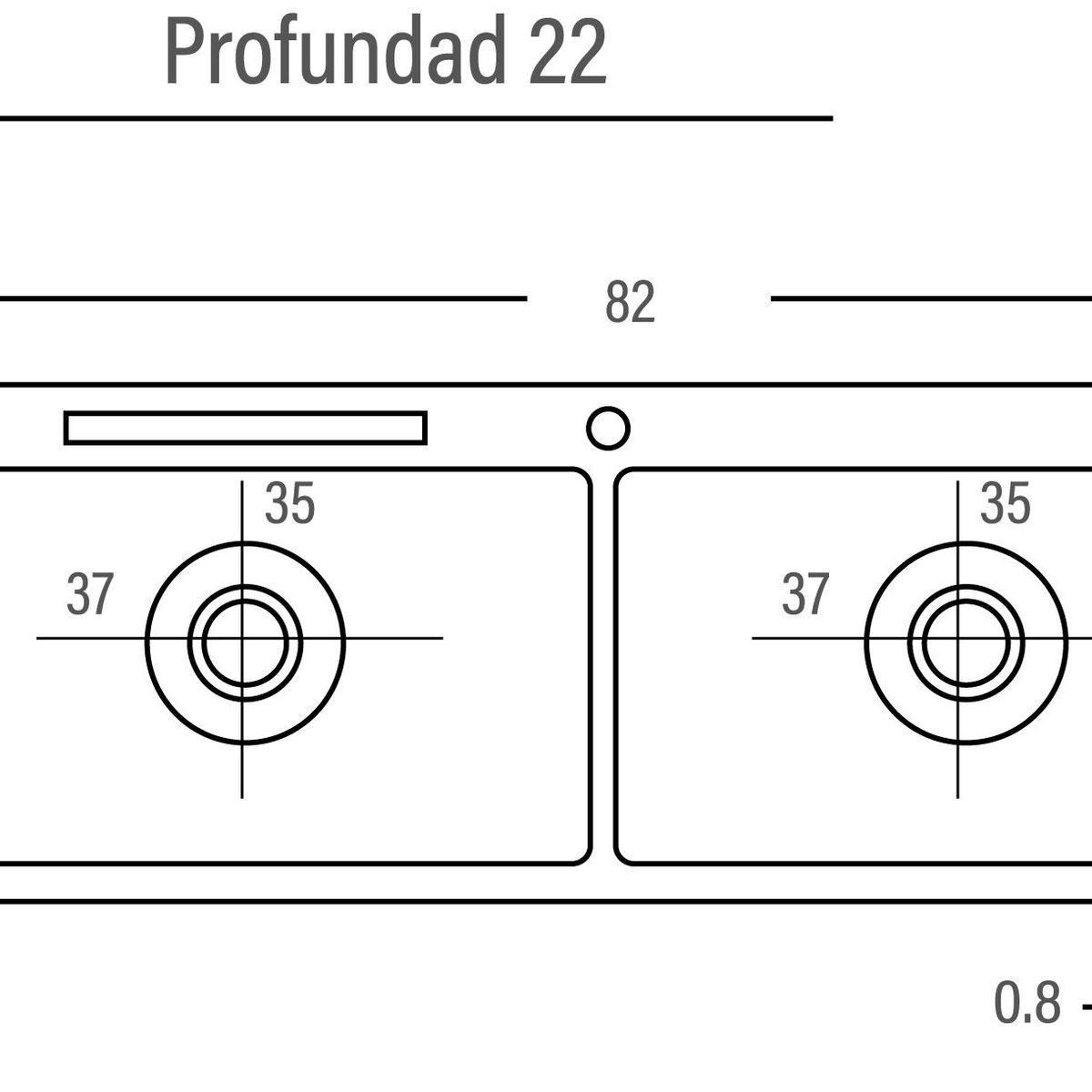 GENERICO - LAVADERO DE ACERO 2 POZA  82 X 45  RECTANGULAR GOLDEN  R-INOX