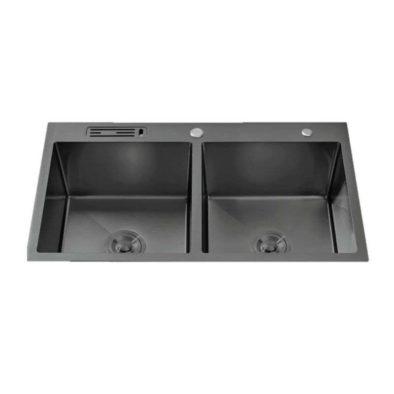 GENERICO - LAVADERO DE ACERO 2 POZA  84 X 48  RECTANGULAR BLACK  R-INOX