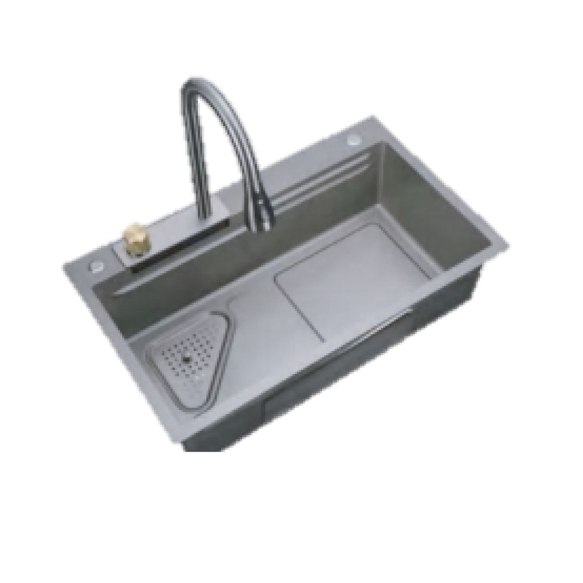 GENERICO - LAVADERO DE ACERO 1 POZA  75 X 45 C/GRIFERIA  BLACK R-INOX