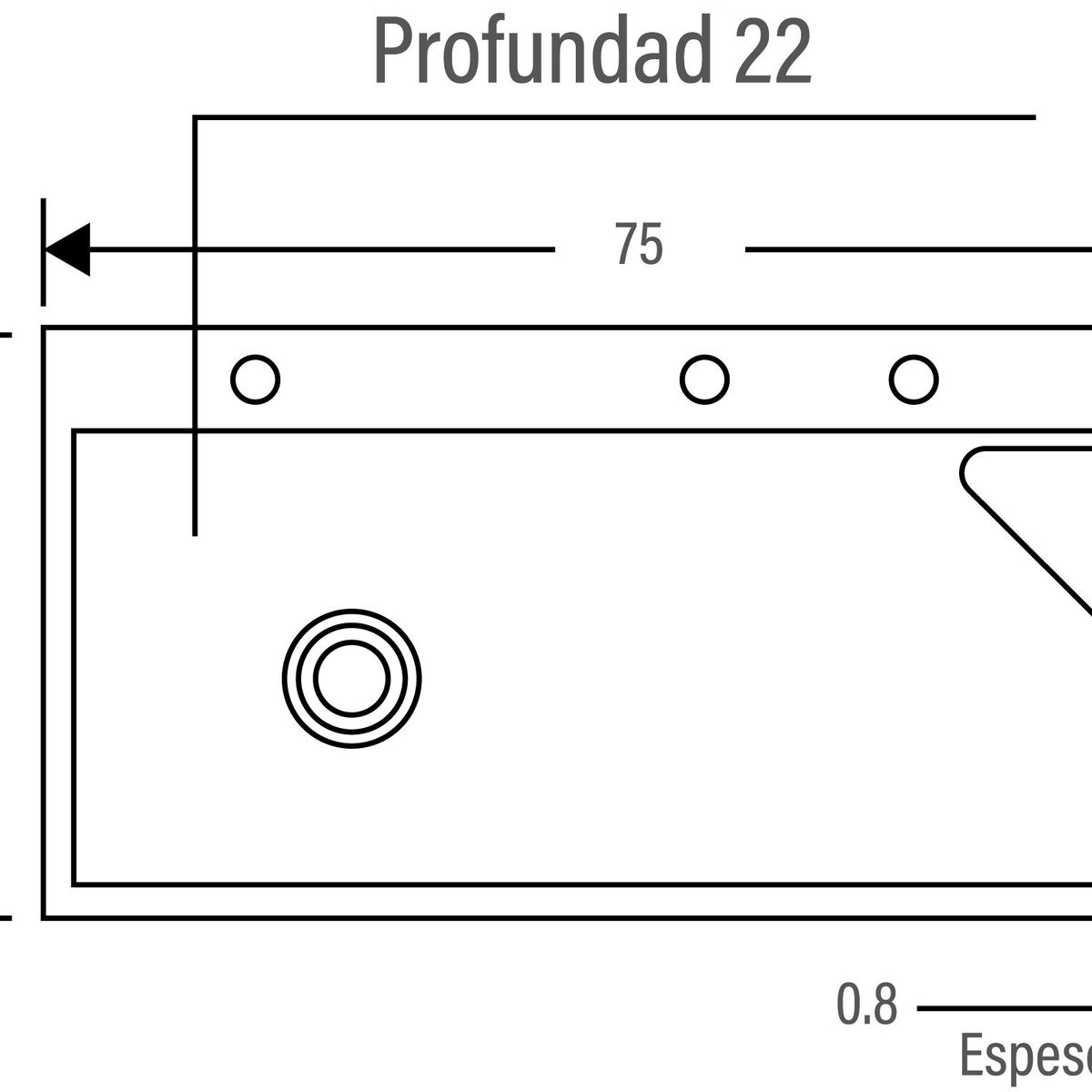 GENERICO - LAVADERO DE ACERO 1 POZA  75 X 45 C/GRIFERIA  BLACK R-INOX