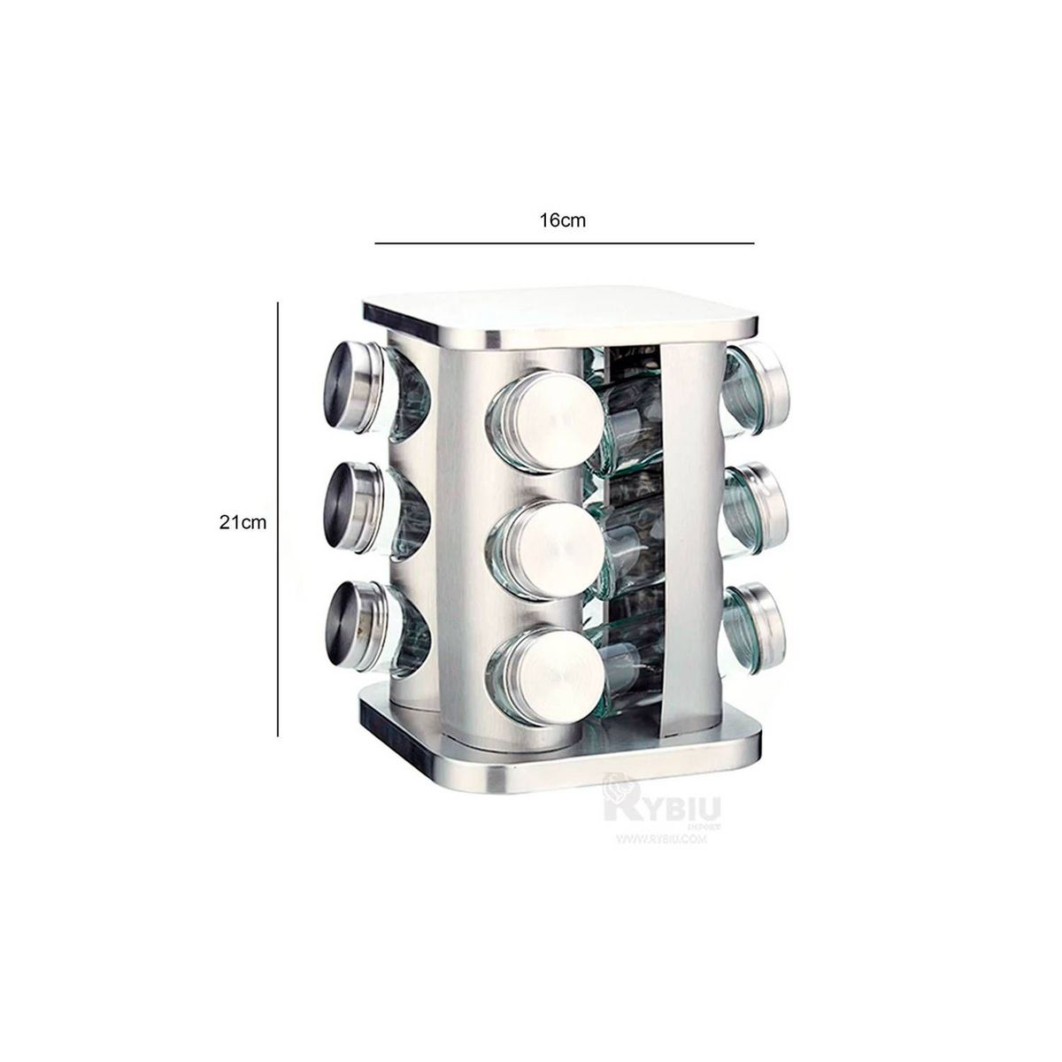 GENERICO - CONDIMENTERO GIRATORIO ACERO INOXIDABLE Y CRYSTAL 12 FRASCOS