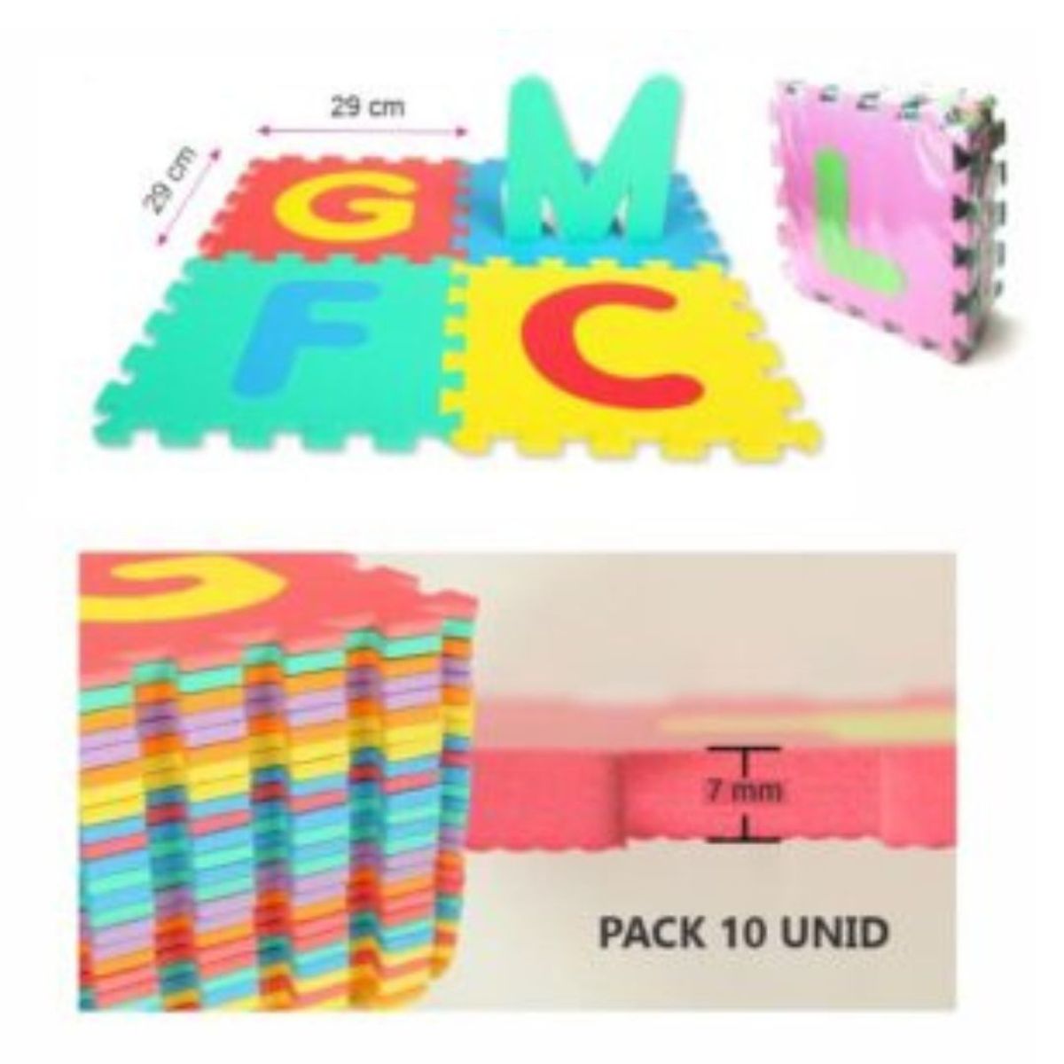 GENERICO - Piso de goma didáctico Letras Pack 10UDS