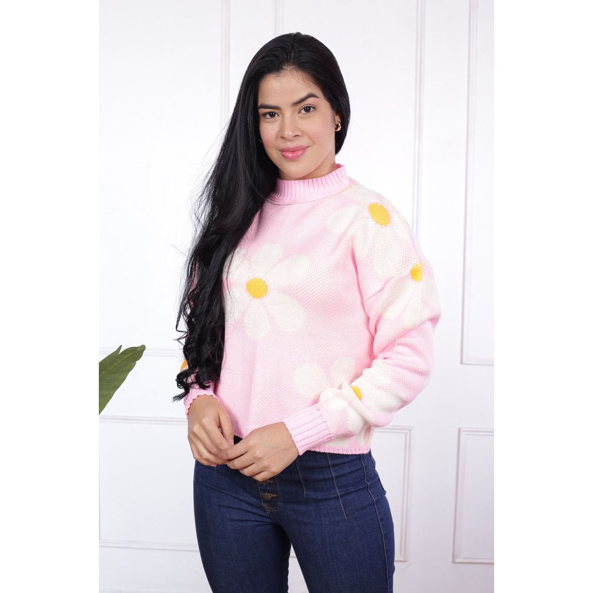 GENERICO - Chompa Mujer Lita Flores - Rosada