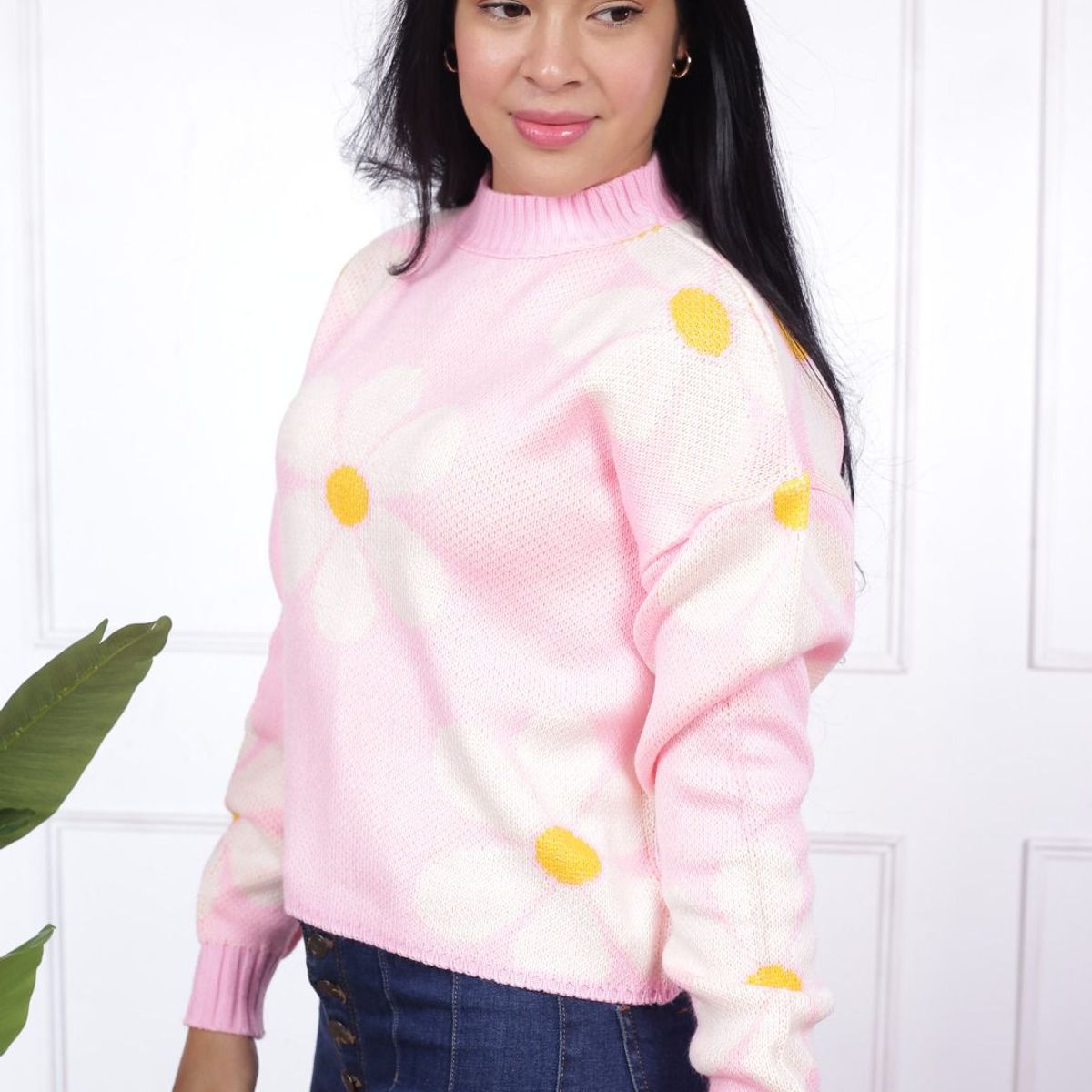 GENERICO - Chompa Mujer Lita Flores - Rosada