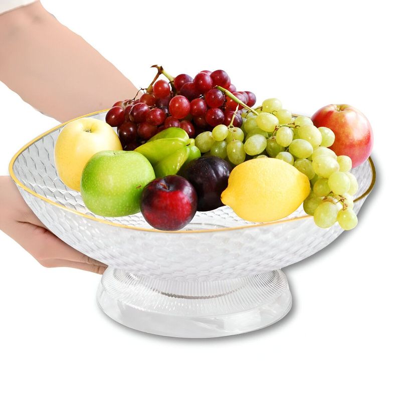 ELMEJORPRECIO - Frutero Con Base Escurridor Para Snacks Hexágono Transparente Blanco