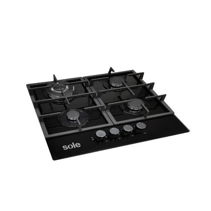 SOLE - Cocina Empotrable a Gas Sole 4 Hornillas Vidrio SOLCO045V2
