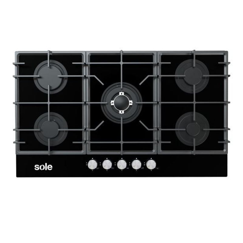 SOLE - Cocina Empotrable a Gas Sole 5 Hornillas Vidrio SOLCO046V2