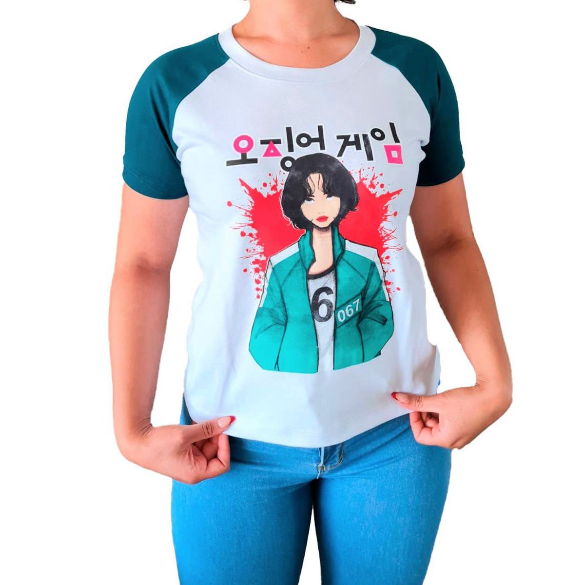 GENERICO - Polo Mujer Manga Corta El juego del Calamar 067 - Blanco