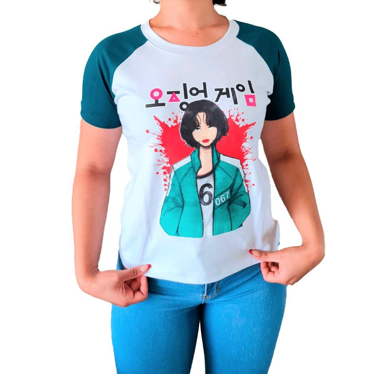 GENERICO - Polo Mujer Manga Corta El juego del Calamar 067 - Blanco