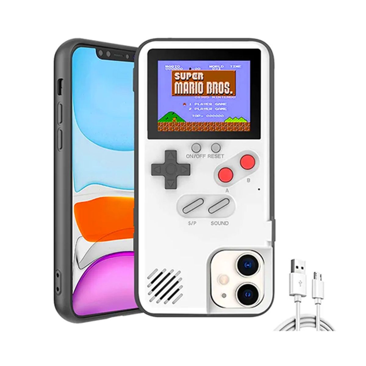 GENERICO - Case Carcasa con 36 Juegos Retro para Iphone 13 PRO Blanco