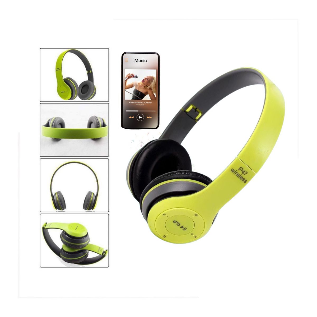 ROHS - Auriculares Inalámbrico P47 con Bluetooth Verde