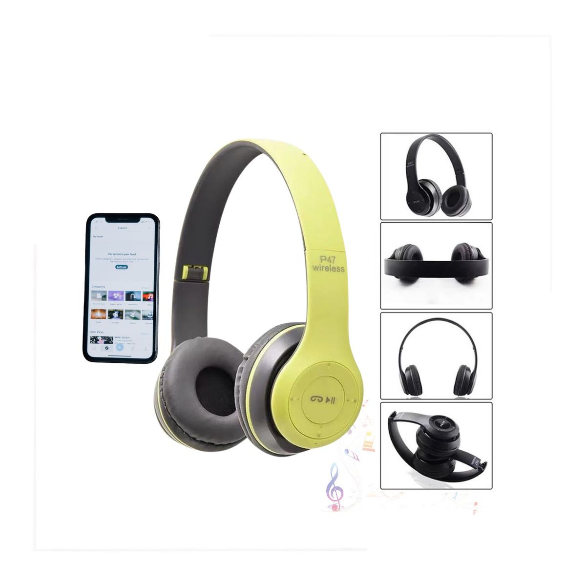 ROHS - Auriculares Inalámbrico P47 con Bluetooth Verde