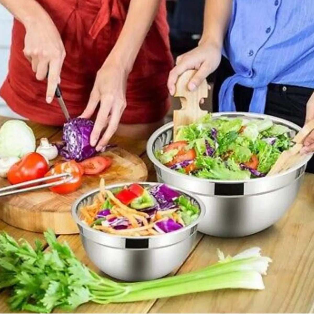 GENERICO - SET DE BOWLS 7 PIEZA  ACERO INOXIDABLE CON TAPA DE COLORES