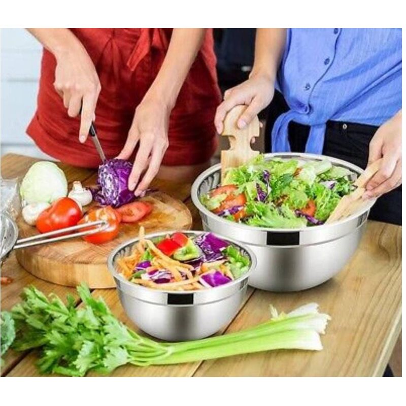 GENERICO - SET DE BOWLS 7 PIEZA  ACERO INOXIDABLE CON TAPA DE COLORES
