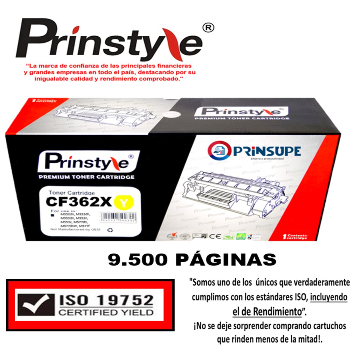 PRINSTYLE - TONER 508A 9.500 PÁG  PRINSTYLE 508X CF362X  - YELLOW . ISO  19752